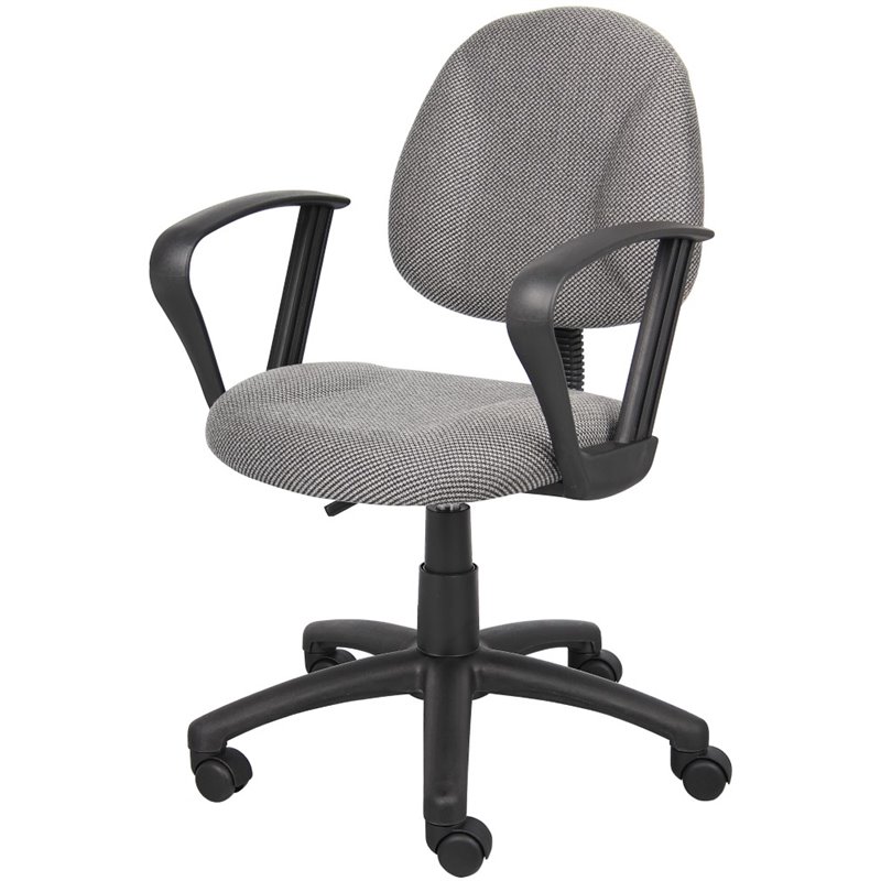 Boss Office Mid Back Ergonomic Fabric Office Swivel Chair With Arms in Gray