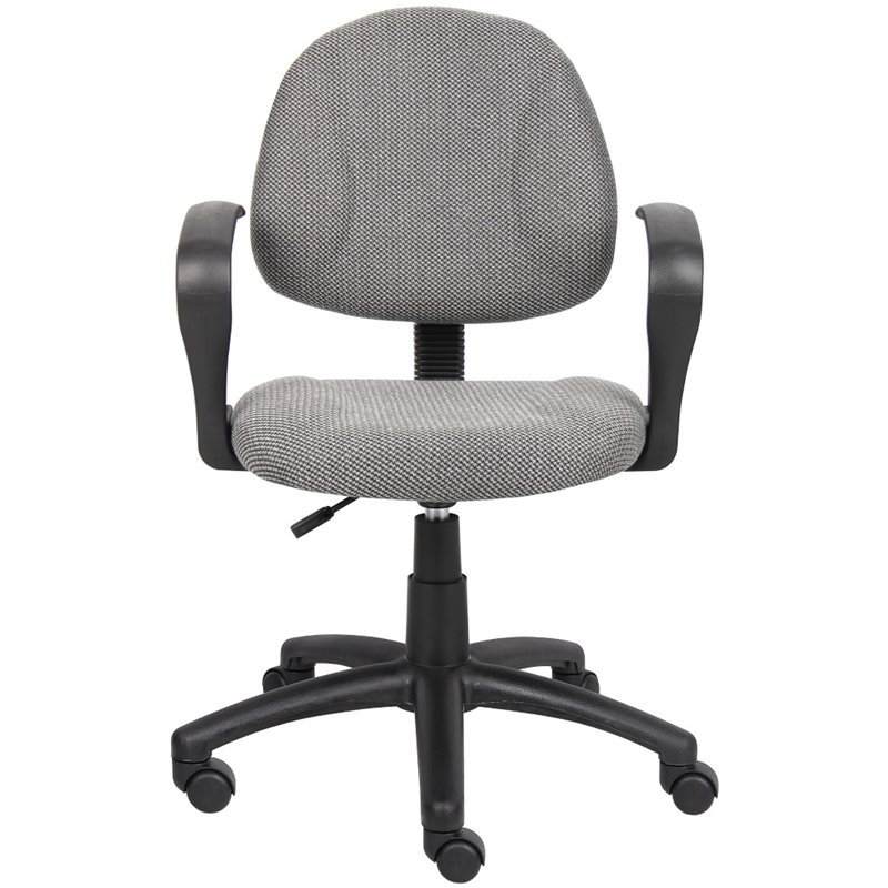 Boss Office Mid Back Ergonomic Fabric Office Swivel Chair With Arms in Gray