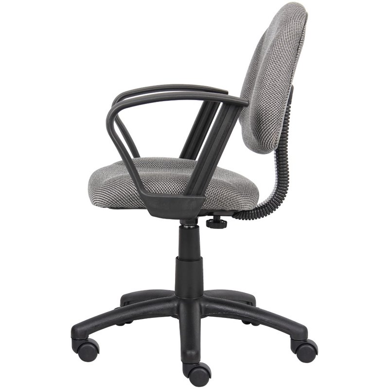 Boss Office Mid Back Ergonomic Fabric Office Swivel Chair With Arms in Gray