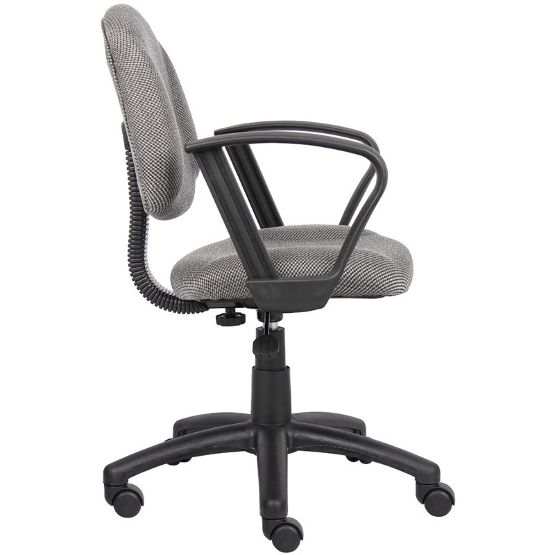 Boss Office Mid Back Ergonomic Fabric Office Swivel Chair With Arms in Gray
