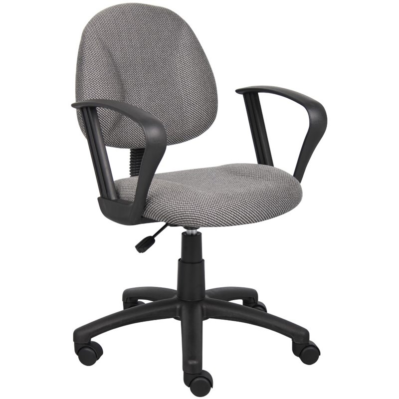 Boss Office Mid Back Ergonomic Fabric Office Swivel Chair With Arms in Gray