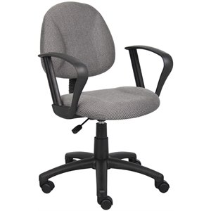 Boss Office Mid Back Ergonomic Fabric Office Swivel Chair With Arms in Gray