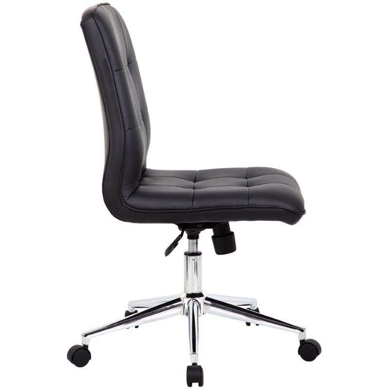 Boss Office Modern Faux Leather Tufted Ergonomic Office Swivel Chair in Black