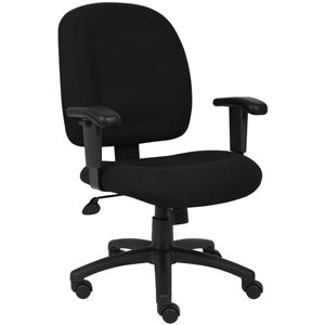 boss office fabric upholstered office swivel chair with adjustable arms in black