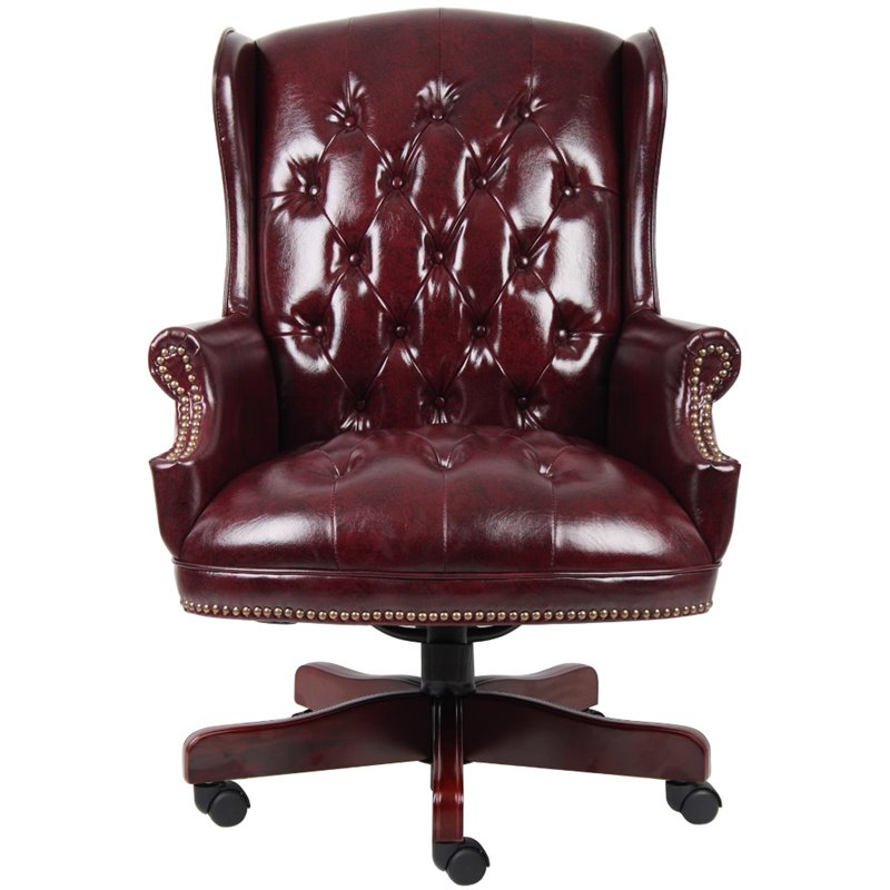 Boss Office Traditional High Back Faux Leather Tufted Executive Chair in Oxblood