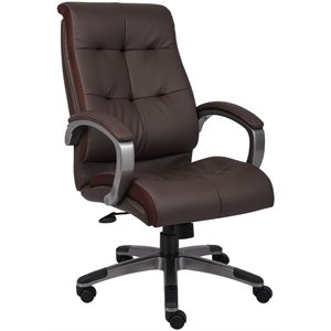 boss office double plush leather upholstered office swivel chair in brown b8771-6