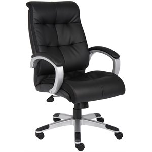 Boss Office Double Plush High Back Leather Office Swivel Chair in Black