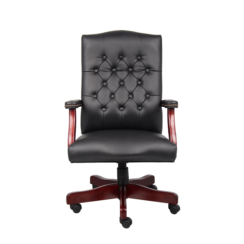 Boss Office Traditional High Back Faux Leather Tufted Executive Chair in Black