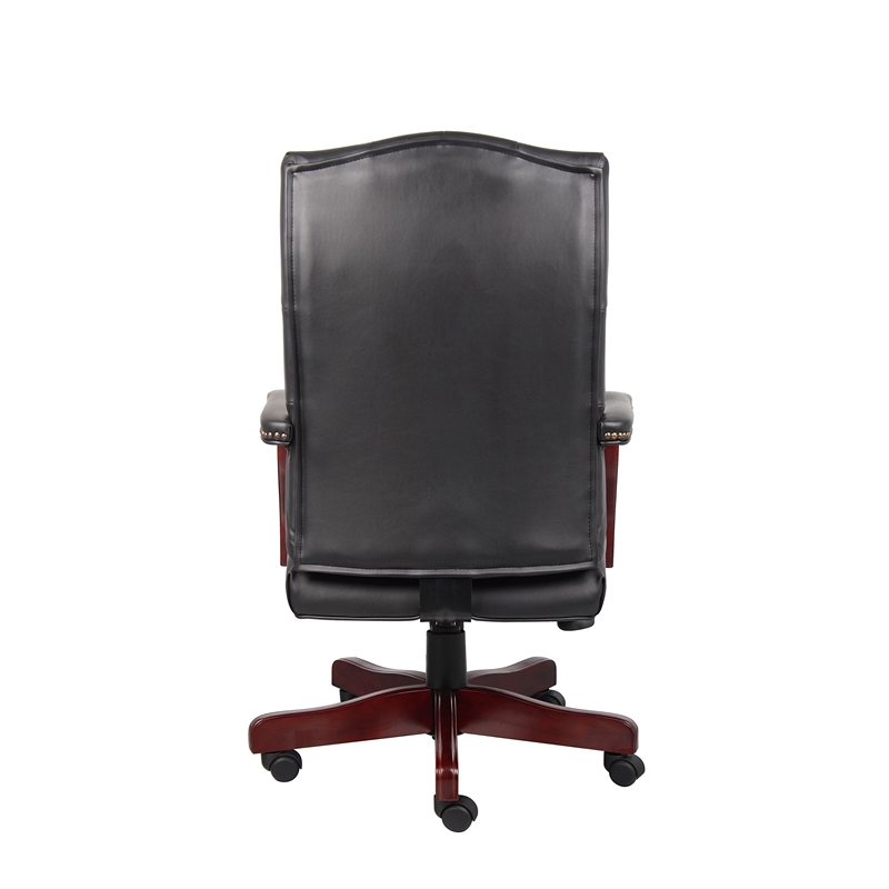 Boss Office Traditional High Back Faux Leather Tufted Executive Chair in Black