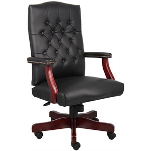 boss office traditional high back faux leather tufted executive office swivel chair