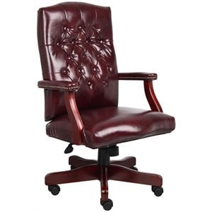 Boss Office Traditional High Back Faux Leather Tufted Executive Chair in Oxblood