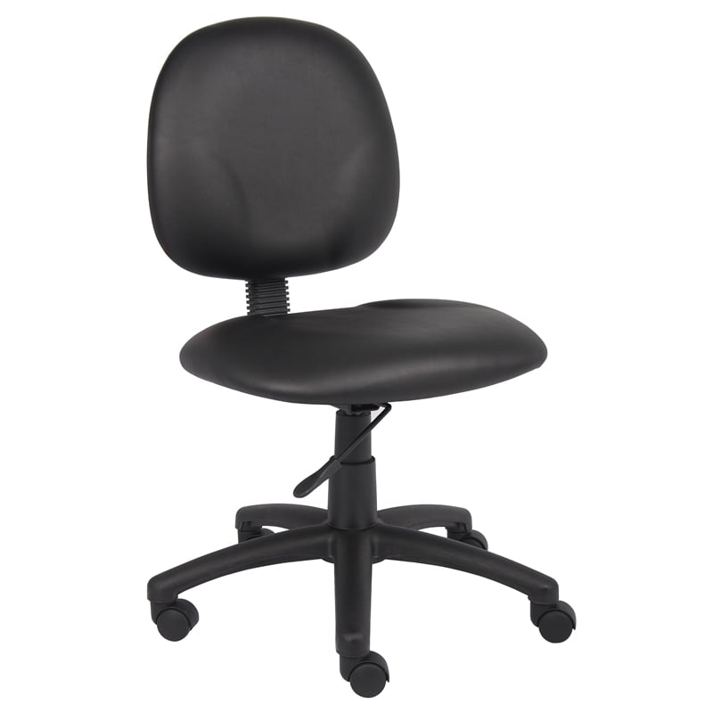 Boss Office Faux Leather Upholstered Wide Seat Office Swivel Chair in Black