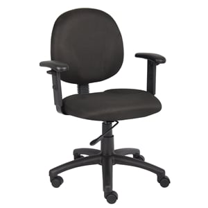 Boss Office Fabric Upholstered Wide Seat Office Swivel Chair with Arms in Black