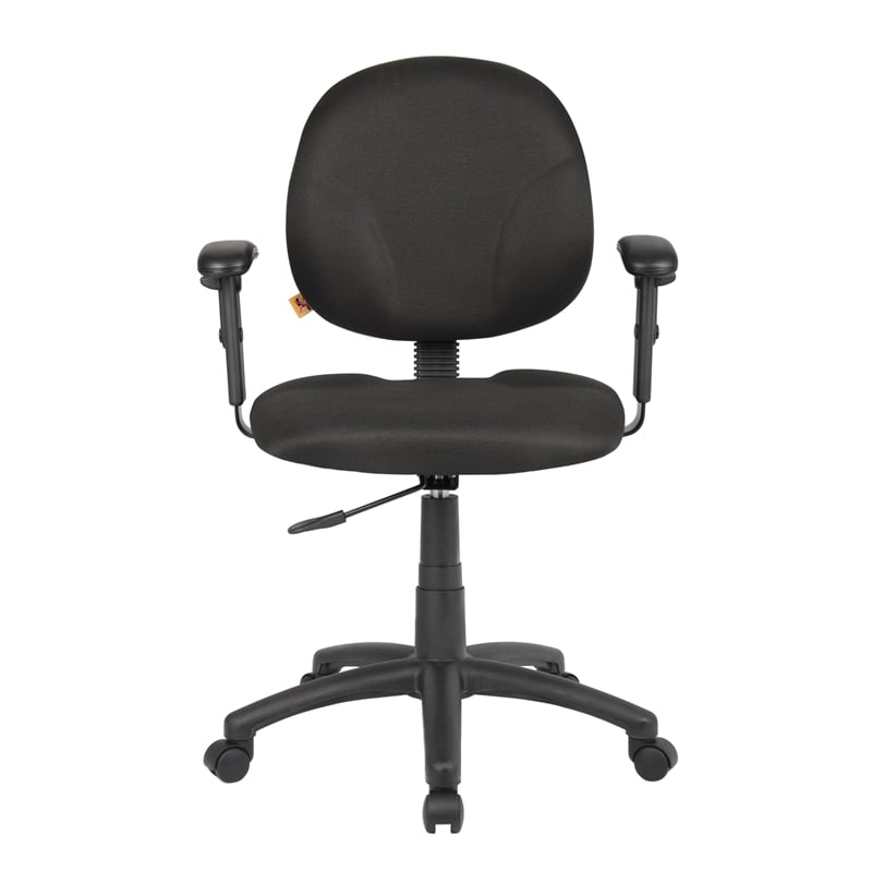 Boss Office Fabric Upholstered Wide Seat Office Swivel Chair with Arms in Black
