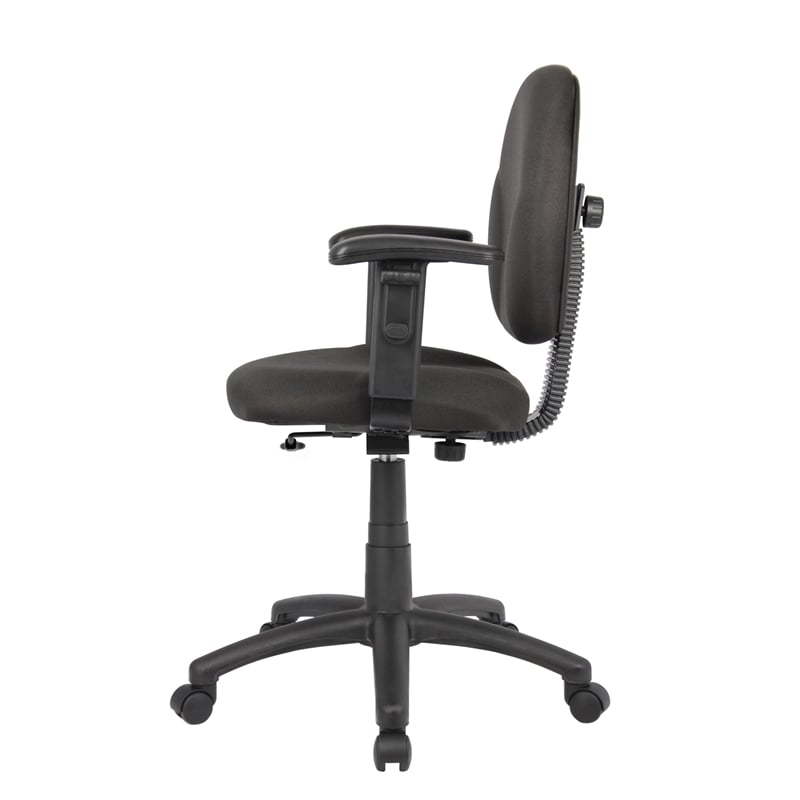 Boss Office Fabric Upholstered Wide Seat Office Swivel Chair with Arms in Black