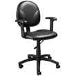 Boss Office Faux Leather Wide Seat Office Swivel Chair with Arms in Black