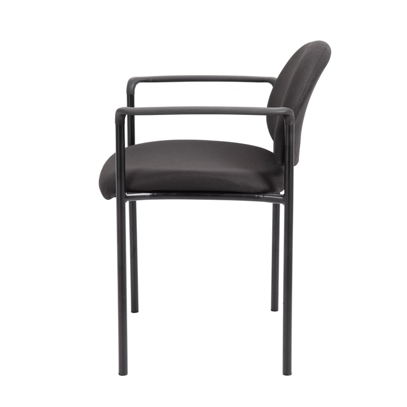 Boss Office Diamond Fabric Upholstered Stackable Guest Chair in Black