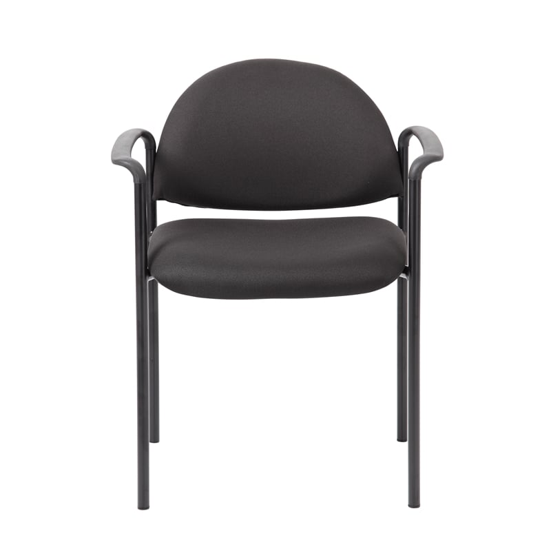 Boss Office Diamond Fabric Upholstered Stackable Guest Chair in Black