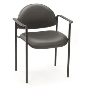 Boss Office Diamond Faux Leather Upholstered Stackable Guest Chair in Black