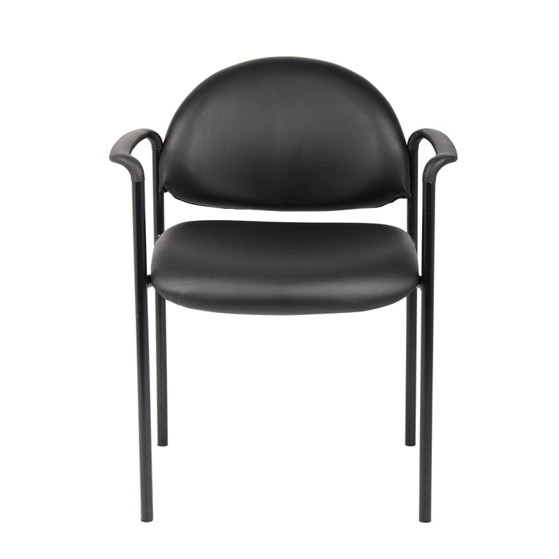 Boss Office Diamond Faux Leather Upholstered Stackable Guest Chair in Black