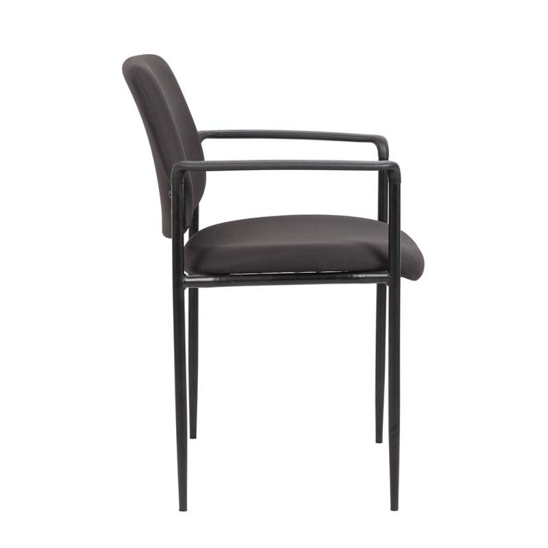 Boss Office Square Back Diamond Fabric Stackable Guest Chair in Black