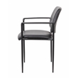 Boss Office Square Back Diamond Faux Leather Stackable Guest Chair in Black