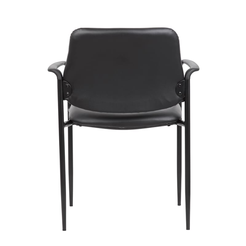 Boss Office Square Back Diamond Faux Leather Stackable Guest Chair in Black