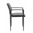 Boss Office Square Back Diamond Faux Leather Stackable Guest Chair in Black