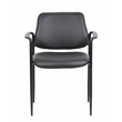 Boss Office Square Back Diamond Faux Leather Stackable Guest Chair in Black