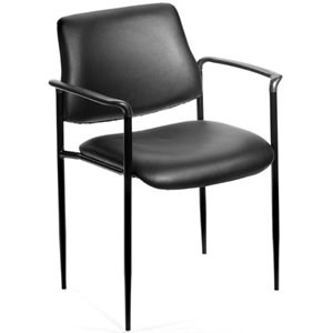 Boss Office Square Back Diamond Faux Leather Stackable Guest Chair in Black