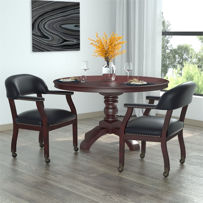 Boss Office Ivy League Faux Leather Executive Mobile Guest Chair in Black