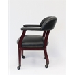Boss Office Ivy League Faux Leather Executive Mobile Guest Chair in Black