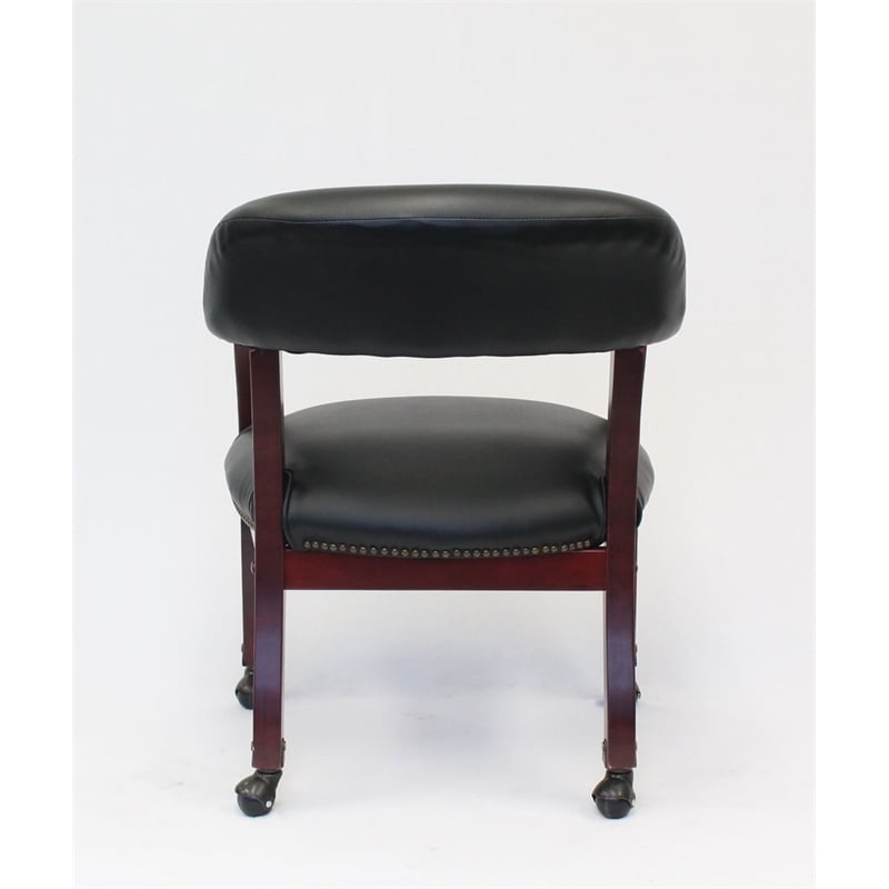 Boss Office Ivy League Faux Leather Executive Mobile Guest Chair in Black