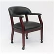 Boss Office Ivy League Faux Leather Executive Mobile Guest Chair in Black