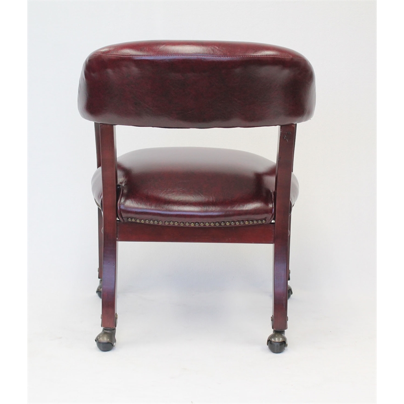 Boss Office Ivy League Faux Leather Executive Mobile Guest Chair in Burgundy