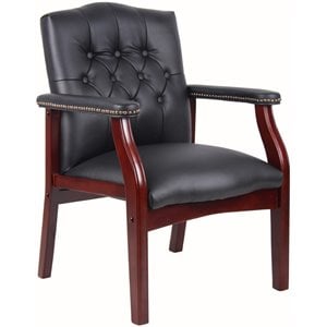 boss office traditional faux leather tufted guest chair b959