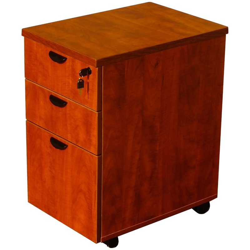 Boss Office 3 Drawer Wooden Mobile Pedestal File in Cherry