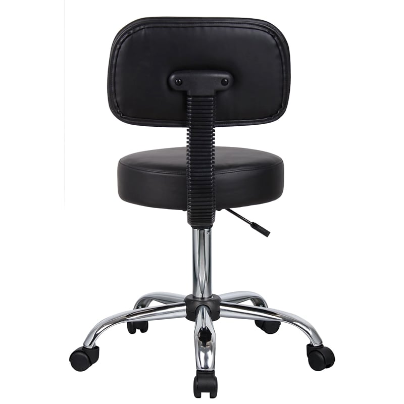 Boss Office Products Vinyl Mid-Back Medical Stool in Black