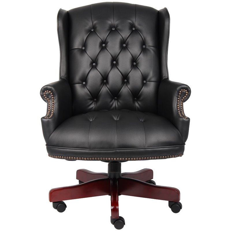 Boss Office Traditional High Back Faux Leather Tufted Executive Chair in Black