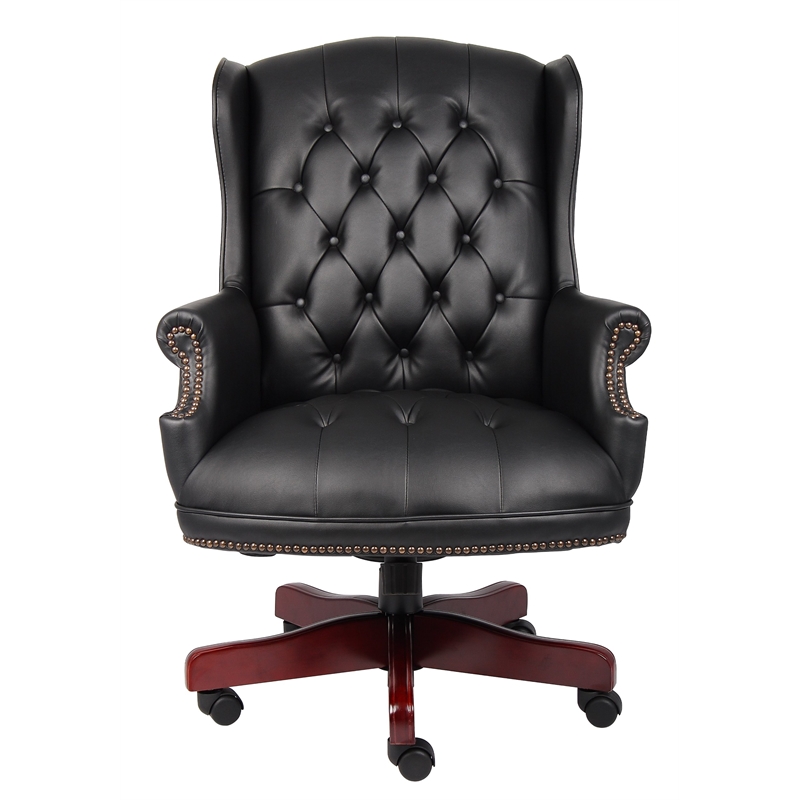 Boss Office Traditional High Back Faux Leather Tufted Executive Chair in Black