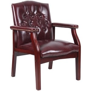 Boss Office Traditional Faux Leather Tufted Guest Chair in Oxblood