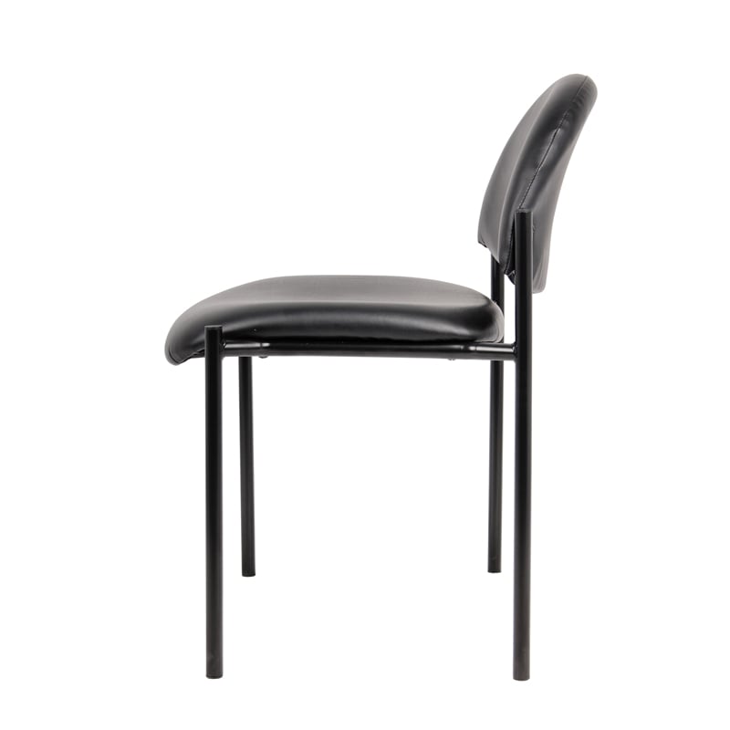 Boss Office Armless Caressoft Vinyl Stacking Chair in Black