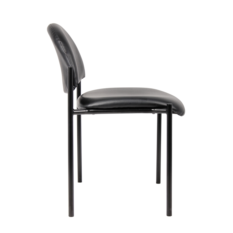 Boss Office Armless Caressoft Vinyl Stacking Chair in Black