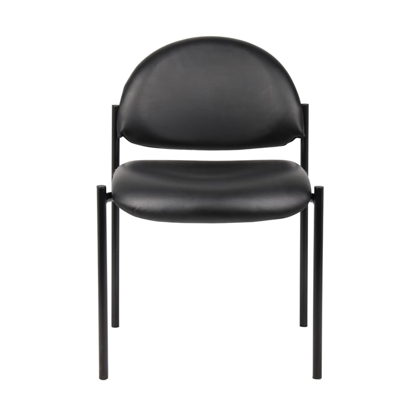 Boss Office Armless Caressoft Vinyl Stacking Chair in Black
