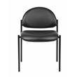 Boss Office Armless Caressoft Vinyl Stacking Chair in Black