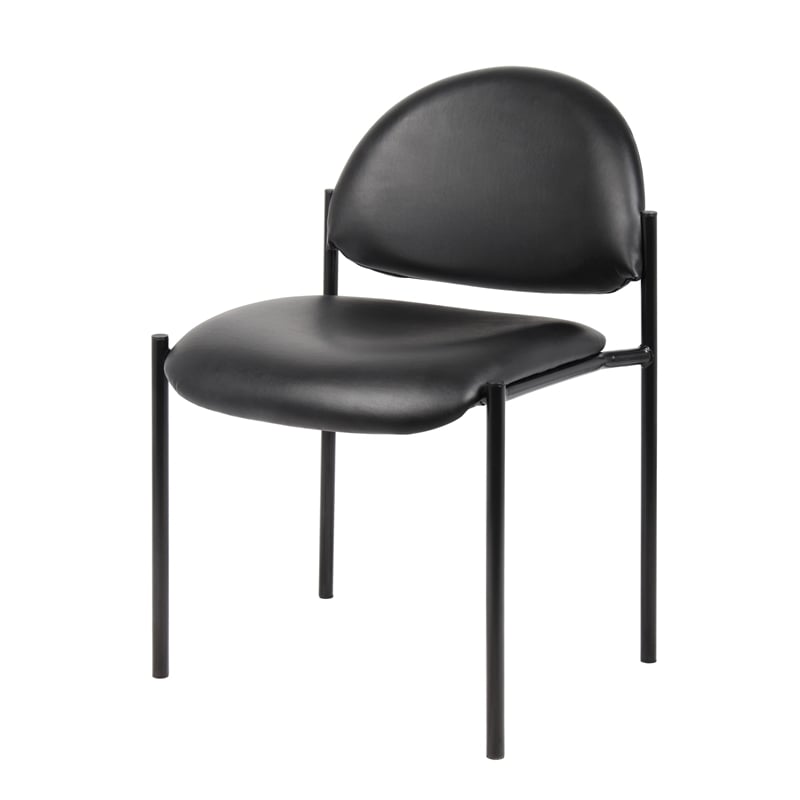 Boss Office Armless Caressoft Vinyl Stacking Chair in Black