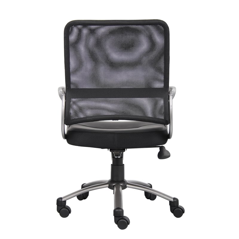 Boss Office Products Mesh Back LeatherPlus Task Office Chair in Black
