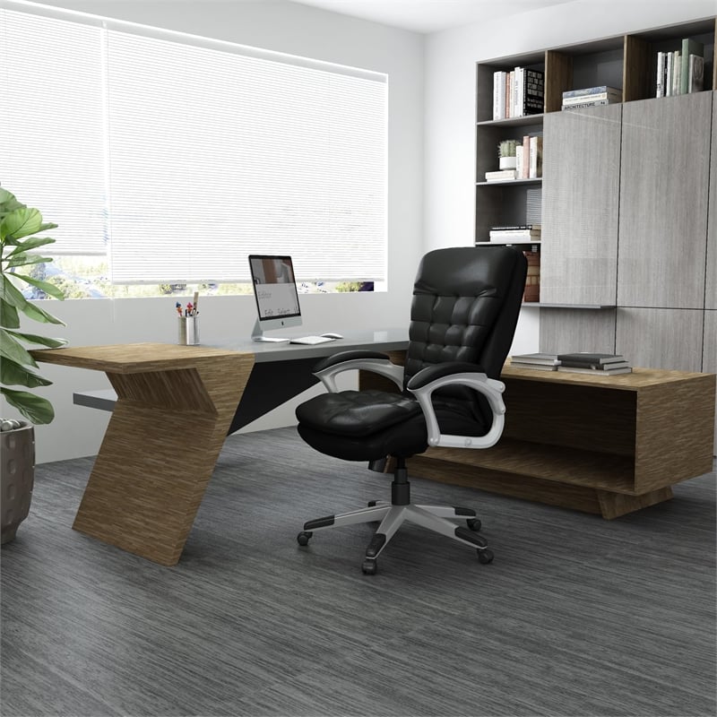 Boss Office Products High Back Executive CaressoftPlus Vinyl Chair in black