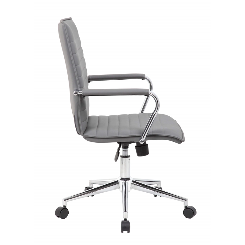 Boss Office Modern Ribbed Back Adjustable Office Desk Chair with Arms in Gray