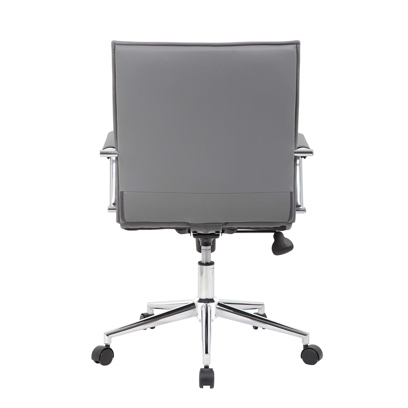 Boss Office Modern Ribbed Back Adjustable Office Desk Chair with Arms in Gray